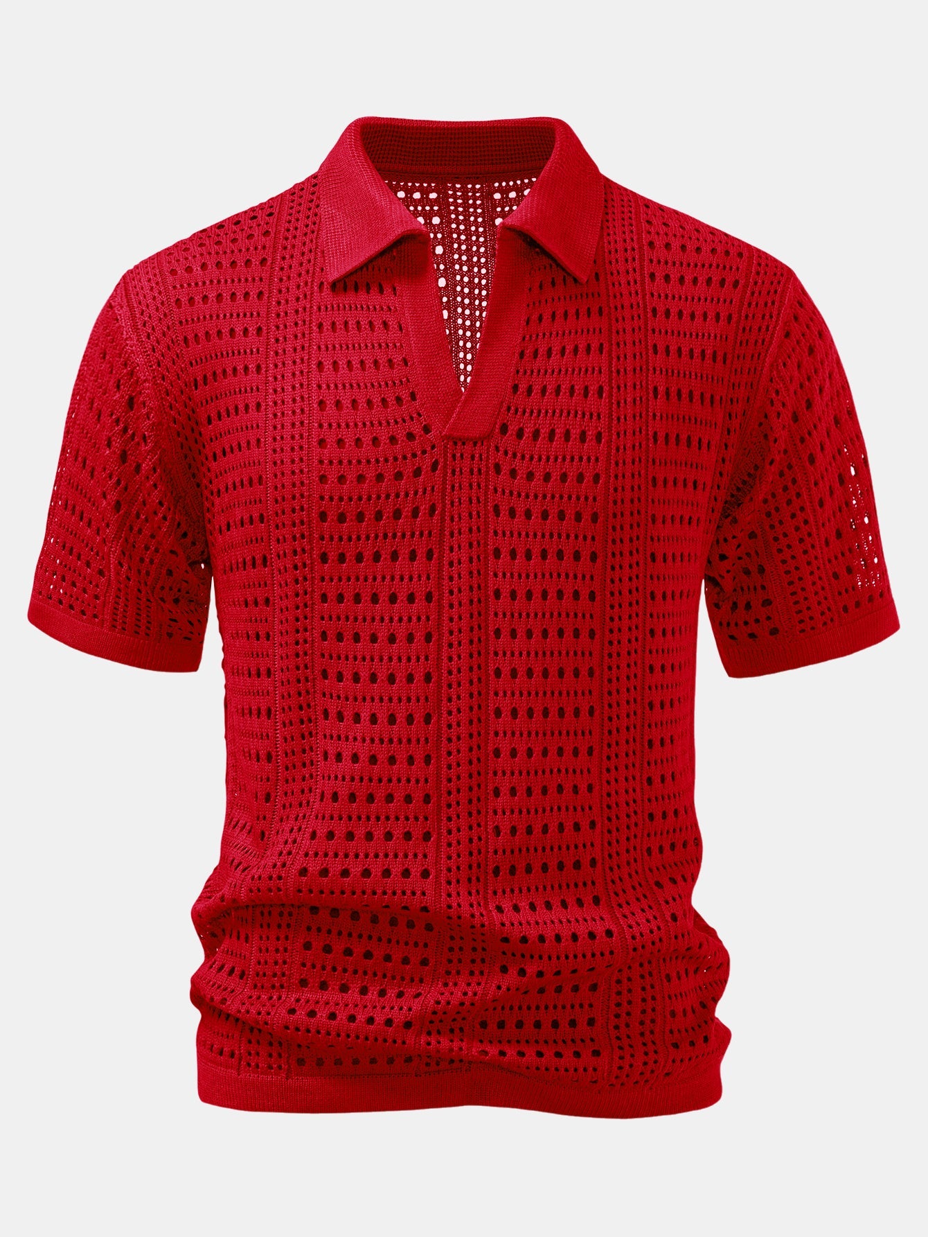 Häkel V-Ausschnitt Polo-Shirt