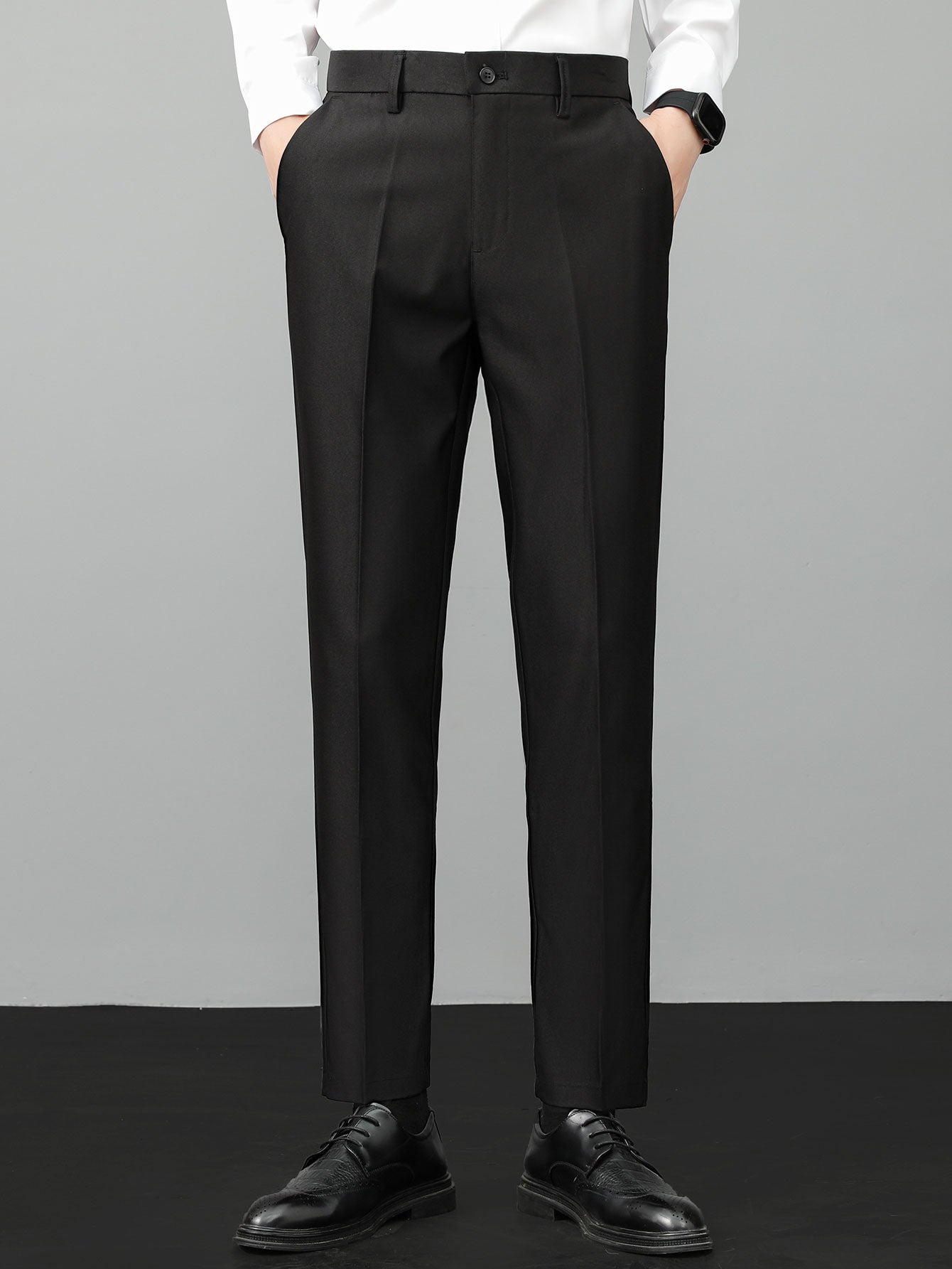 Leinentexturiertes Strickhemd & Slim Fit Tapered Hose