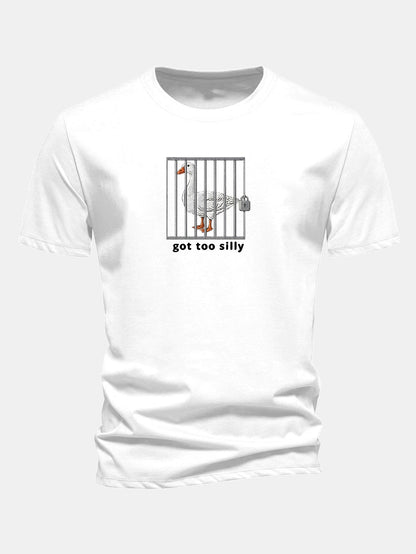Regulär geschnittenes T-Shirt mit lustigem Gänse-Druck