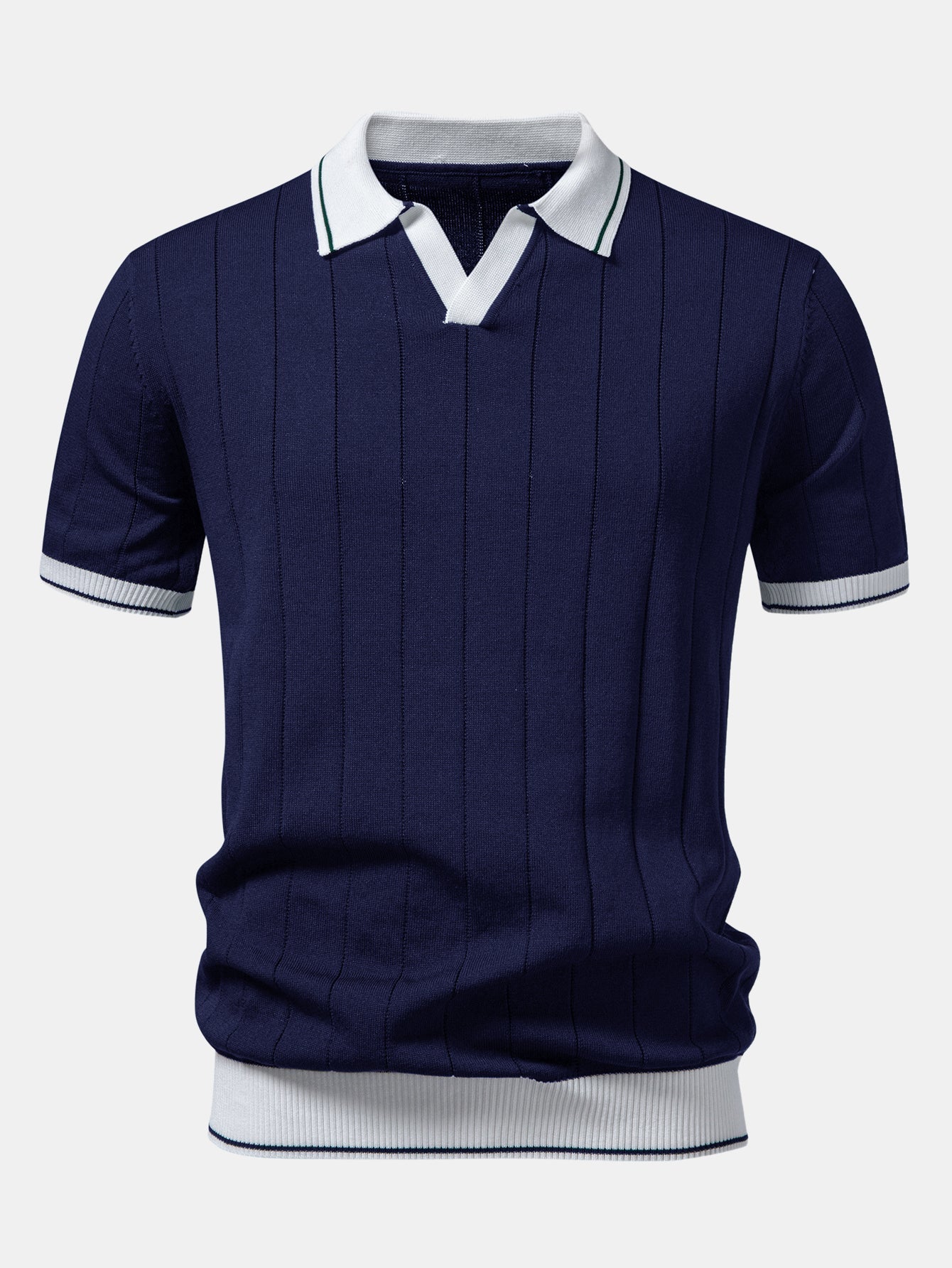Kontrastbesatz Ribbed Johnny Kragen Strick Polo & Slim Fit Tapered Hose