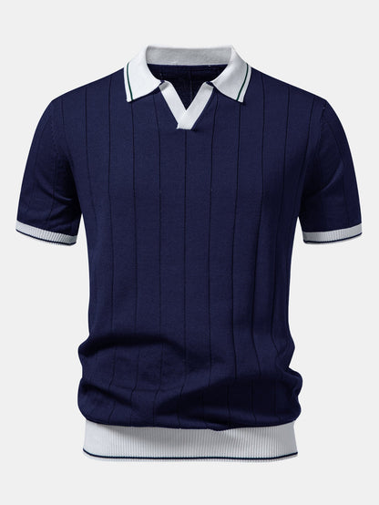 Kontrastbesatz Ribbed Johnny Kragen Strick Polo & Slim Fit Tapered Hose