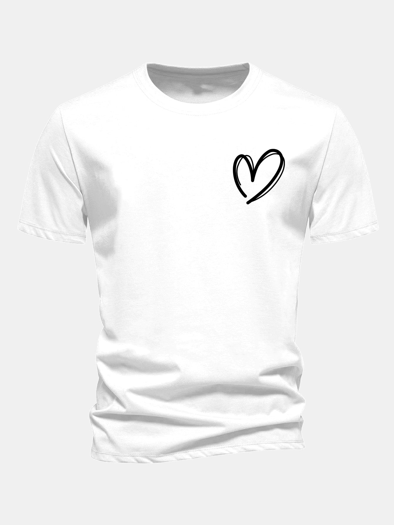 Regulär geschnittenes T-Shirt mit Herzmuster aus Baumwolle