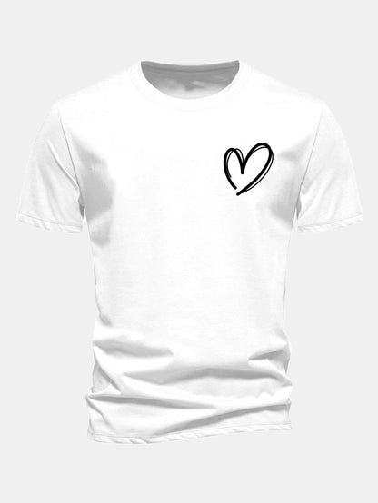 Regulär geschnittenes T-Shirt mit Herzmuster aus Baumwolle