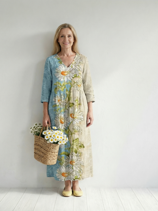 Annika | Leichtes Gänseblümchen Midikleid