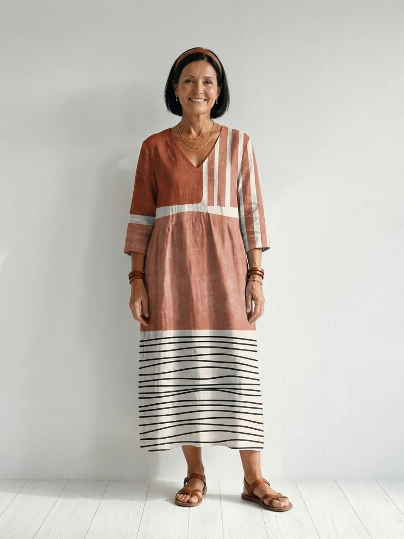 Jana | Midi-Kleid mit Streifenmuster