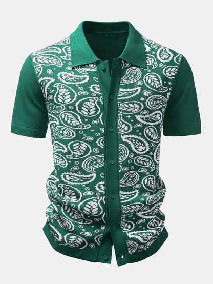 Paisley Knopf-Down Strickhemd & Strickshorts