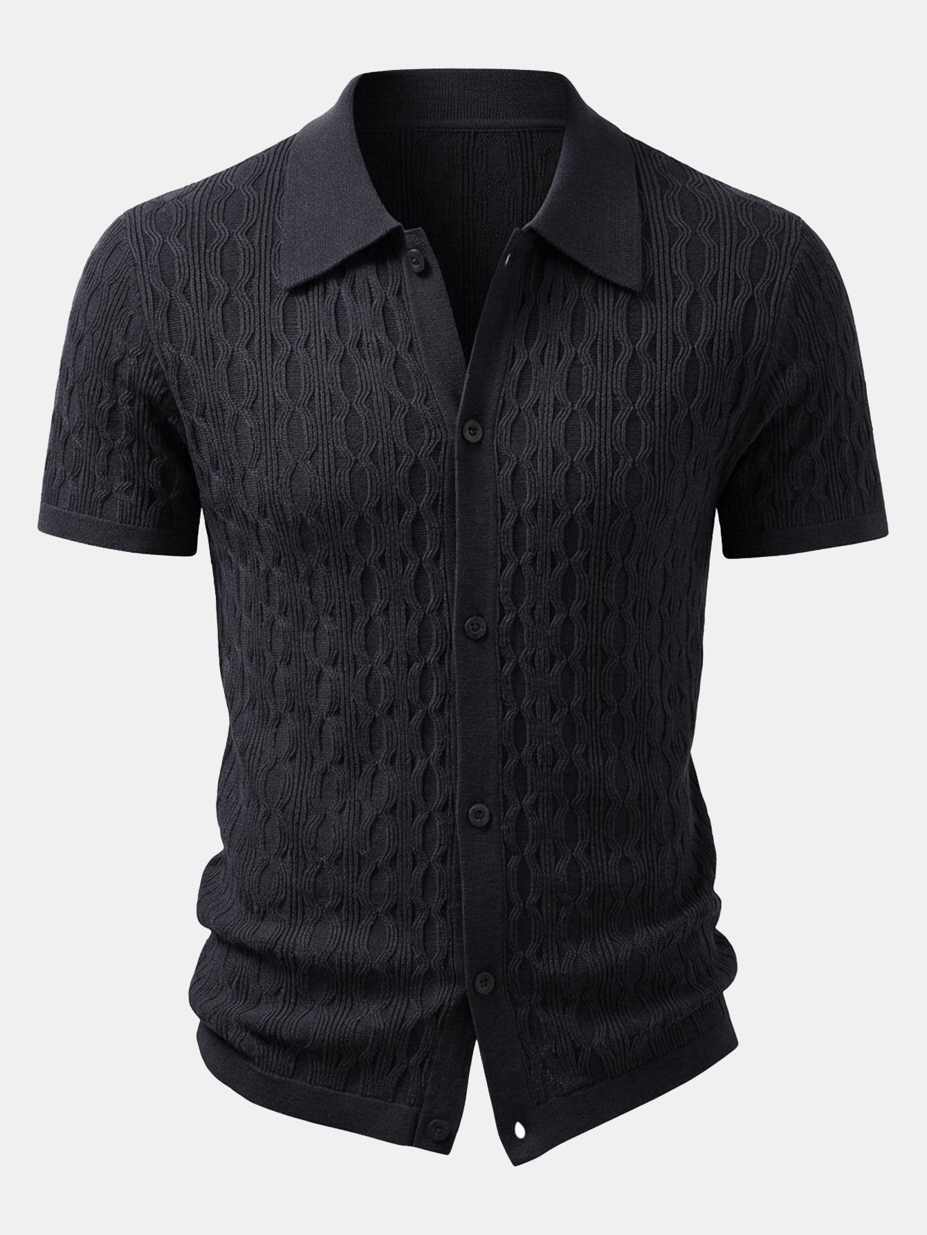 Verdrehtes Jacquard-Strickhemd & Slim Fit Tapered Hose