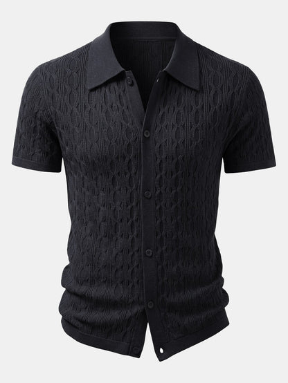 Verdrehtes Jacquard-Strickhemd & Slim Fit Tapered Hose