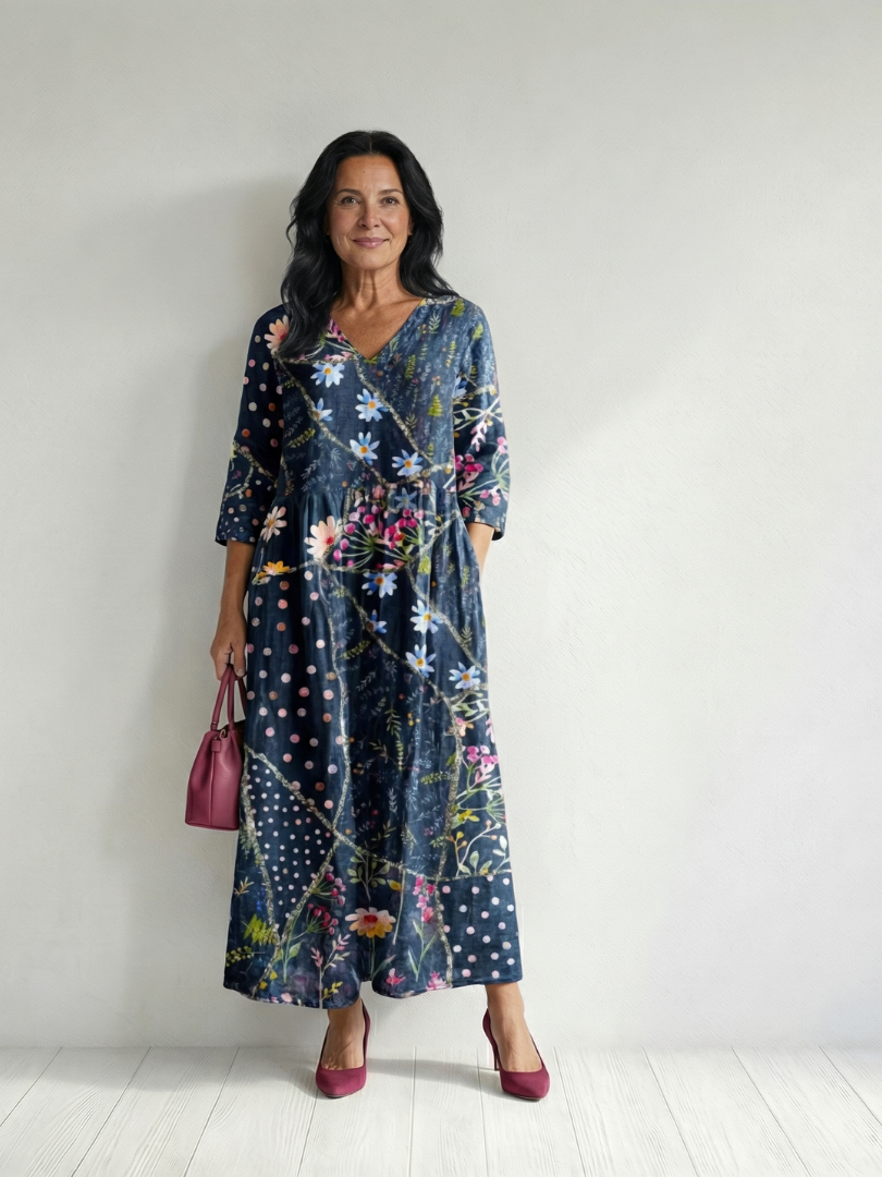 Zane | Einfaches Blumen-Midi-Kleid