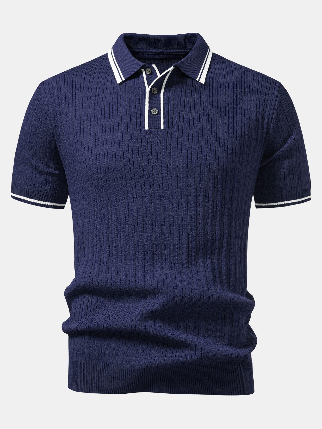 Kontrastbesatz Gedrehtes Jacquard Strick Polo & Slim Fit Tapered Hose