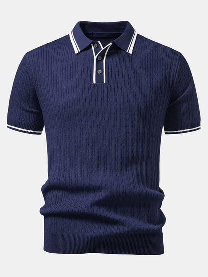 Kontrastbesatz Gedrehtes Jacquard Strick Polo & Slim Fit Tapered Hose