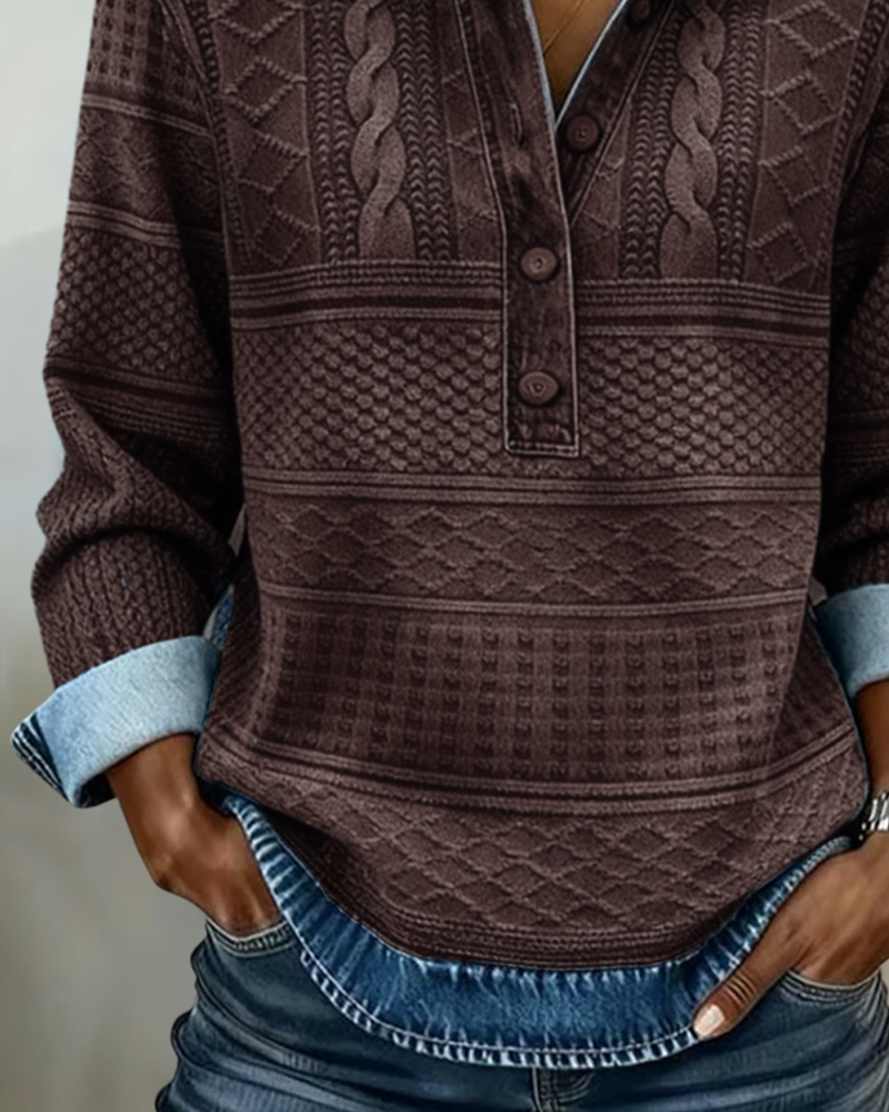 Amelia – Sweatshirt aus gewebtem Jersey mit Denim-Details
