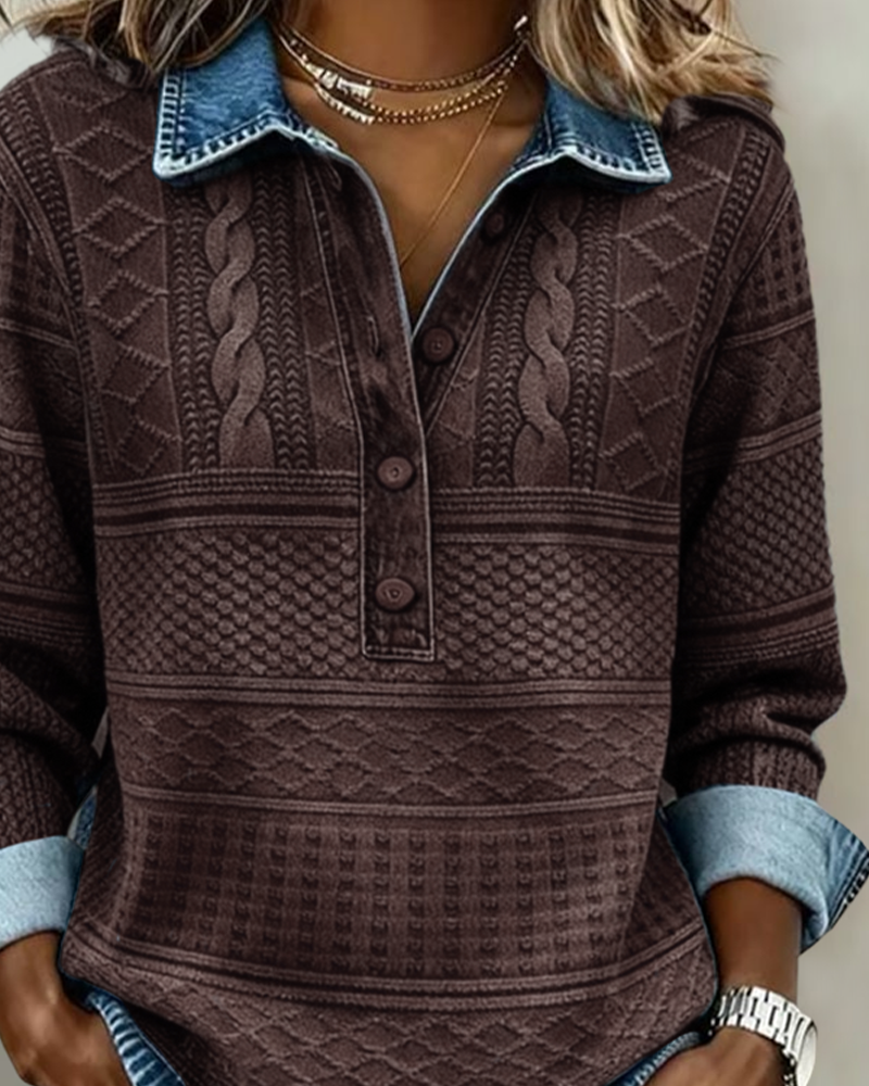 Amelia – Sweatshirt aus gewebtem Jersey mit Denim-Details