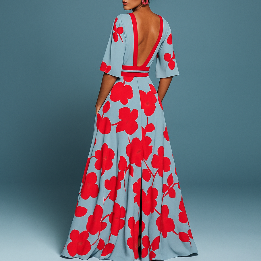 Mila™ - Weiches V-Ausschnitt Maxikleid