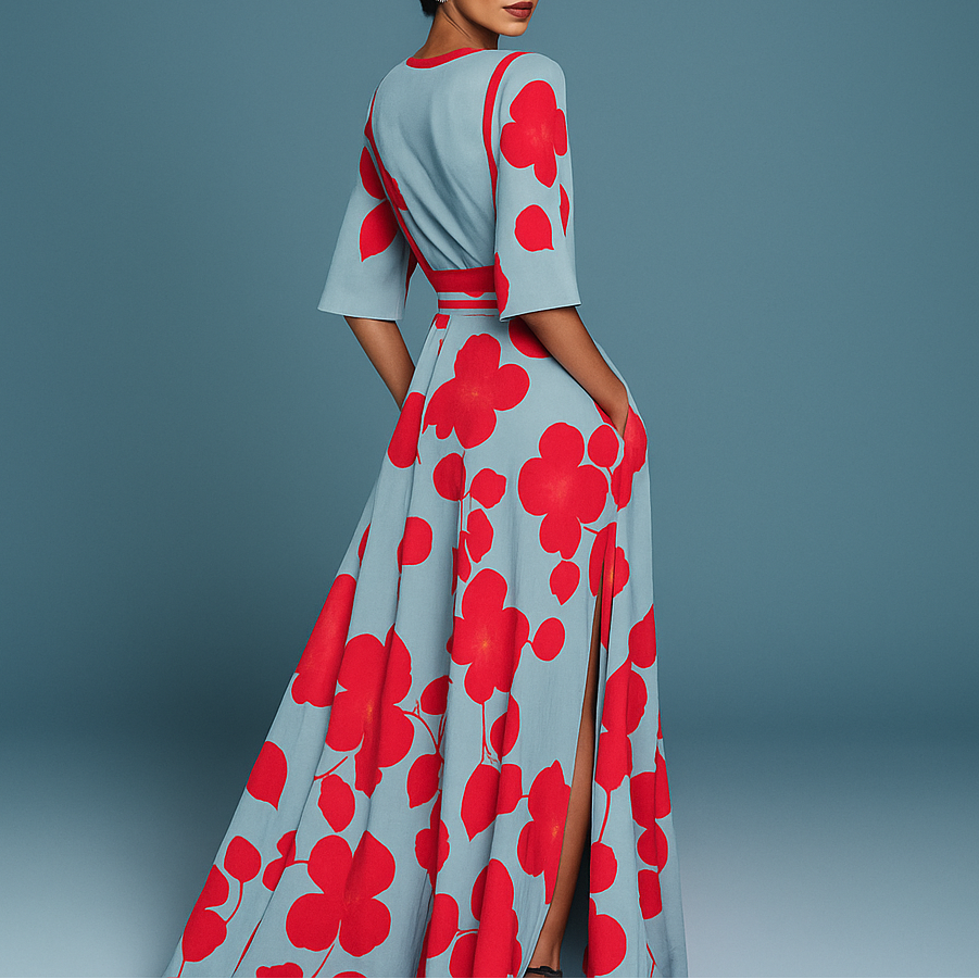 Mila™ - Weiches V-Ausschnitt Maxikleid