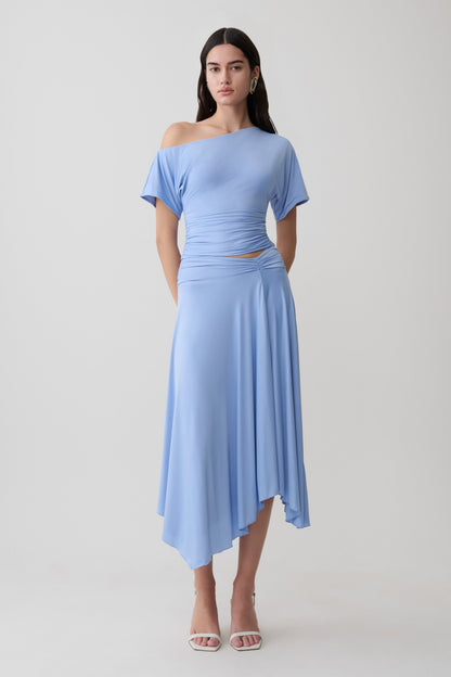 Luu Off Shoulder Slinky Top - Meerblau