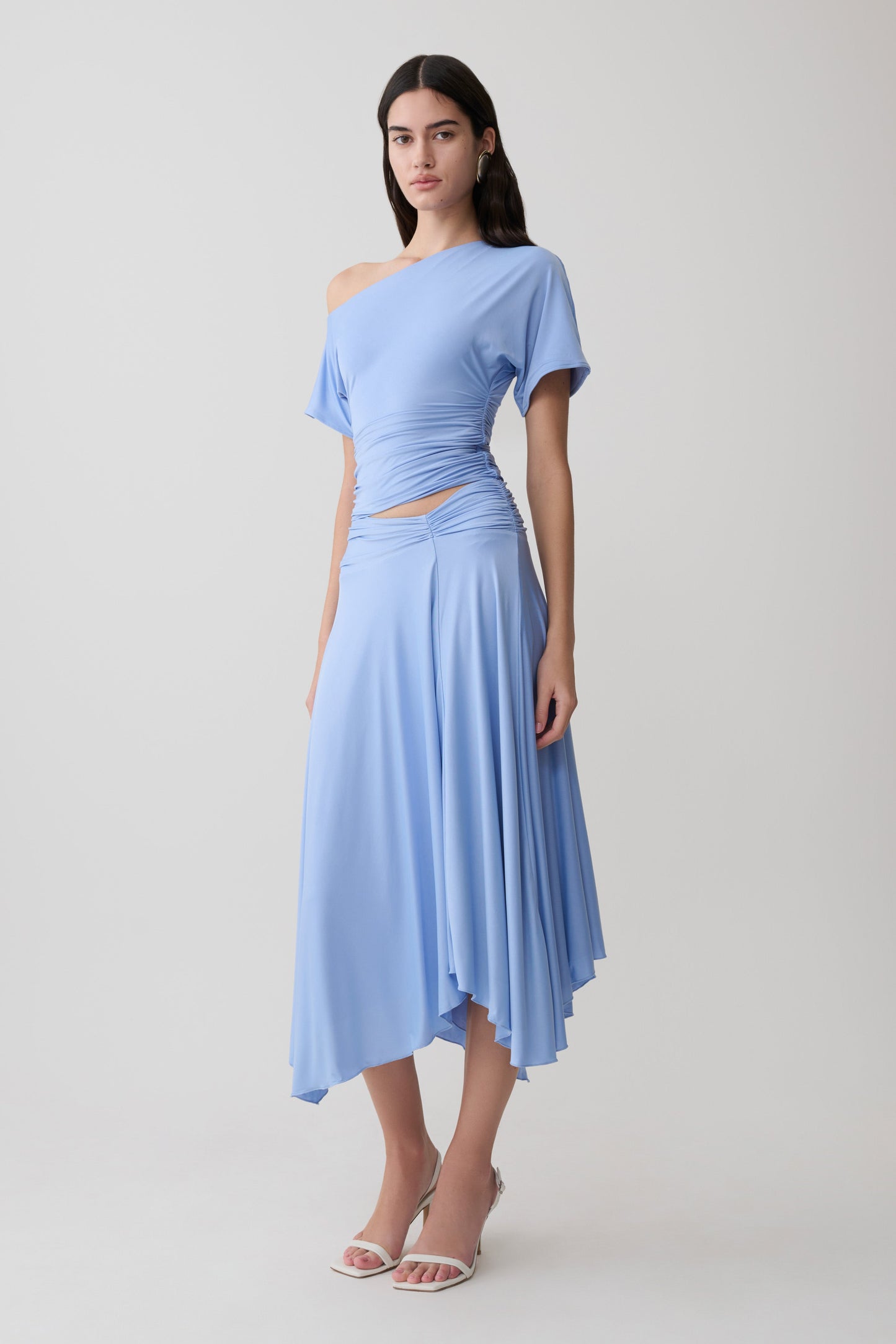 Luu Off Shoulder Slinky Top - Meerblau