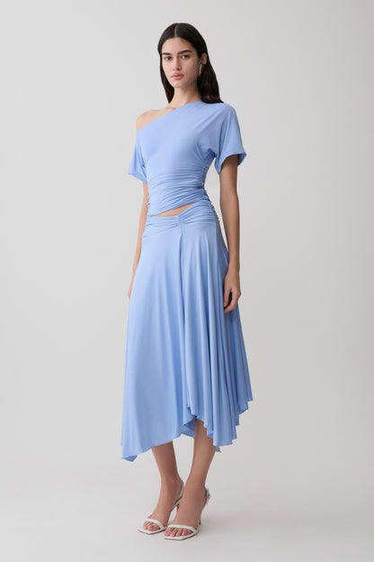Luu Off Shoulder Slinky Top - Meerblau