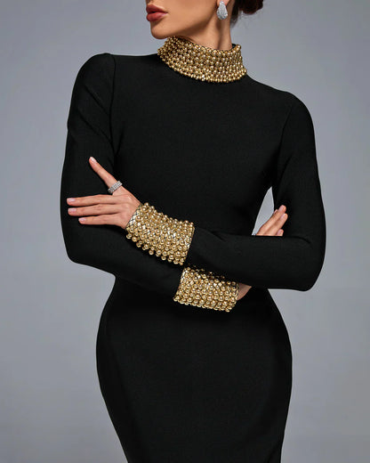Safa - Perlenstickerei Bandage Lange Kleid