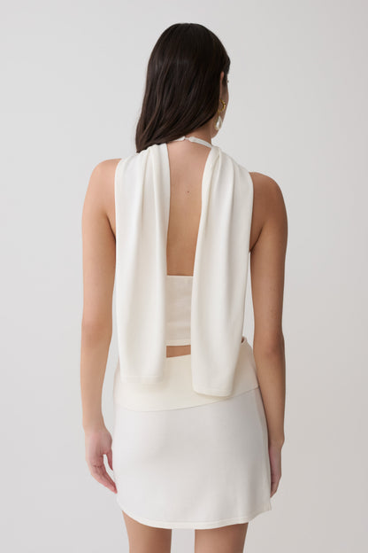 Misty Halter Rückenfreies Stricktop - Elfenbein