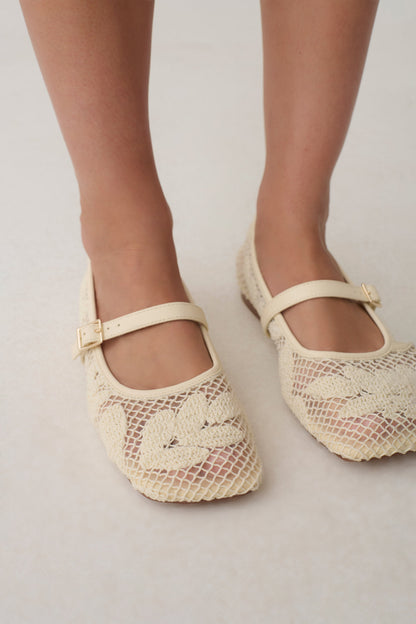 Brighton Spitze Applikation Ballerinas - Elfenbein