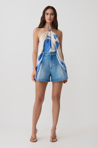 Jace A-Linien Denim Shorts - Sommer Blau