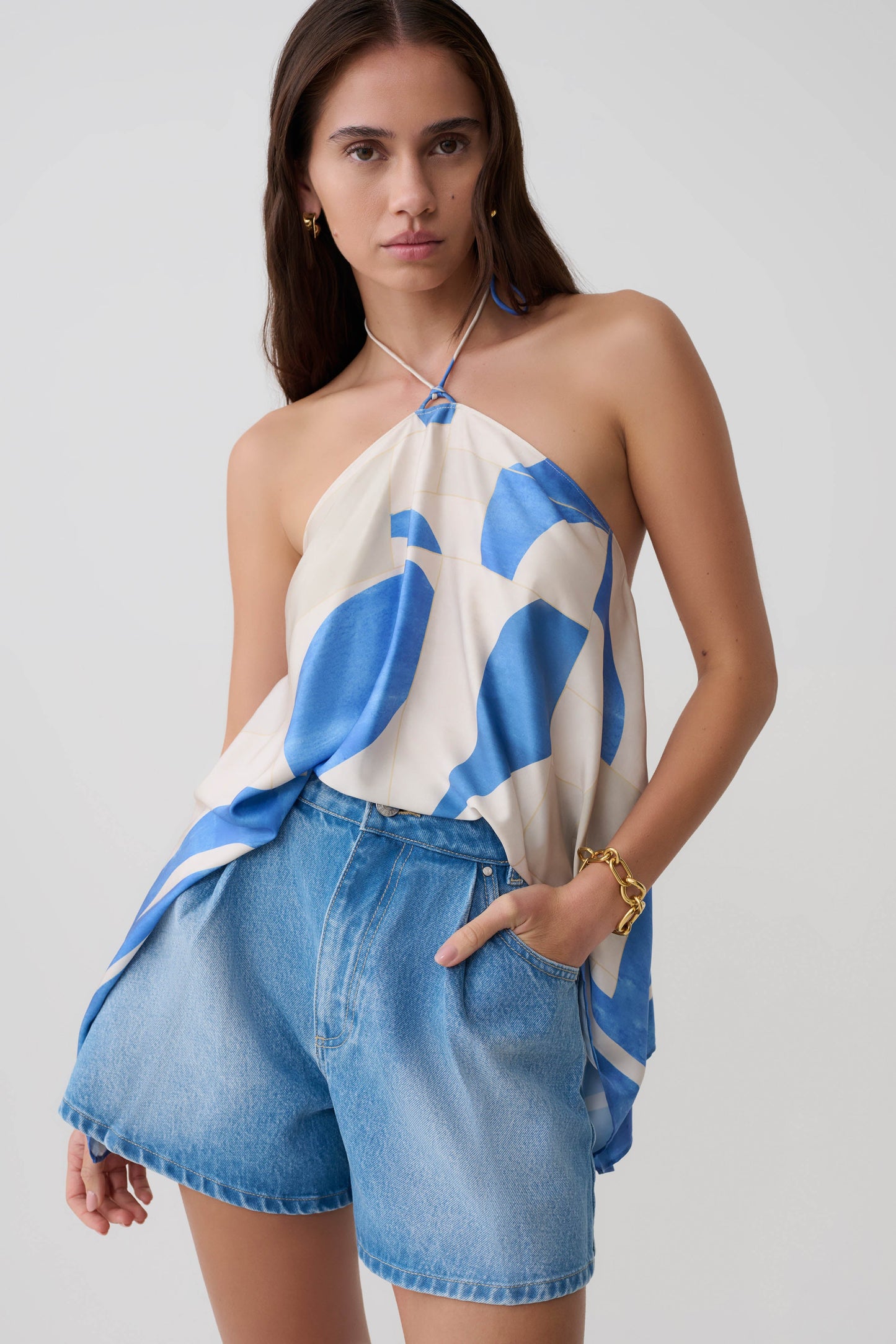 Jace A-Linien Denim Shorts - Sommer Blau