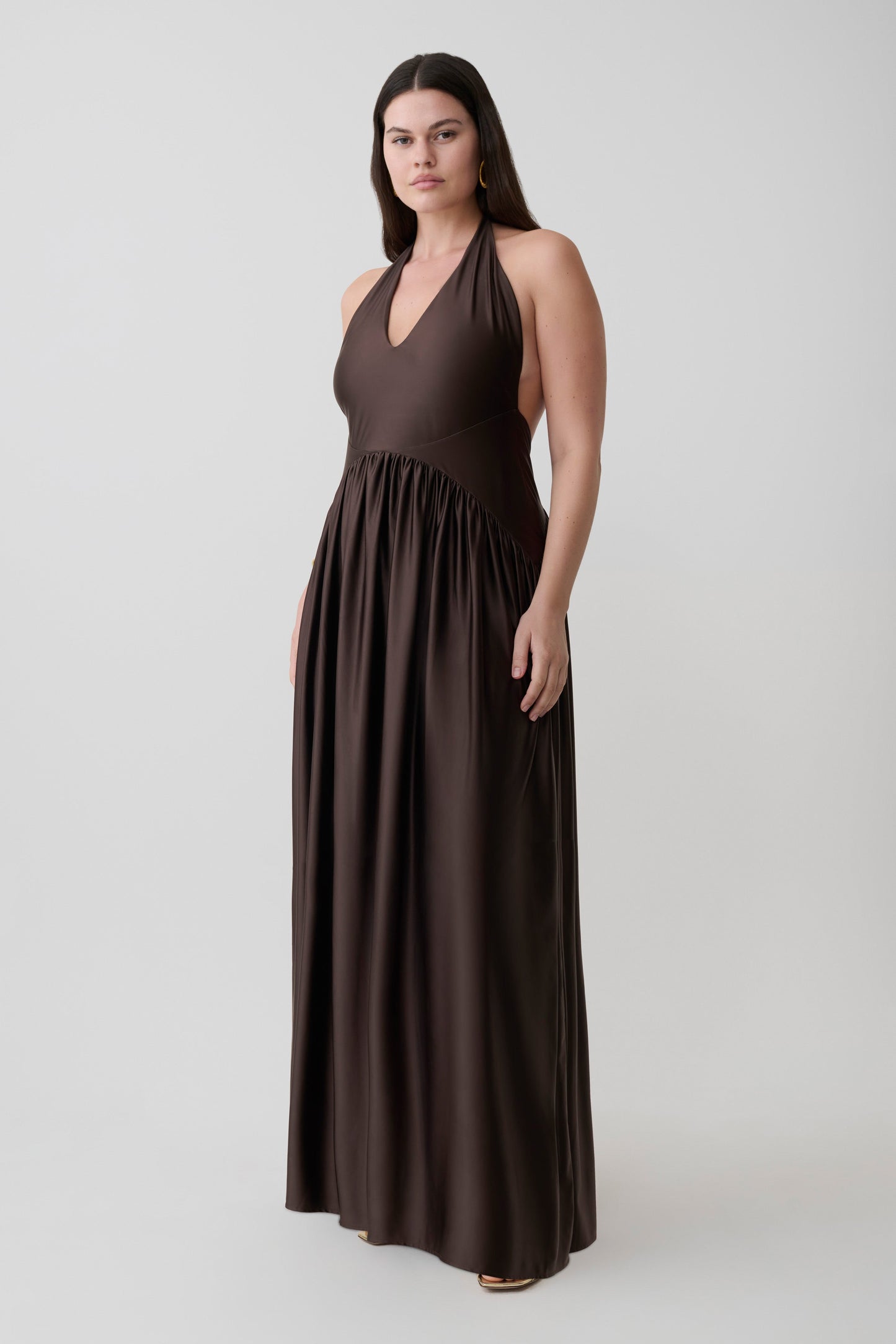 Cypress Halter Maxi Kleid - Schokolade