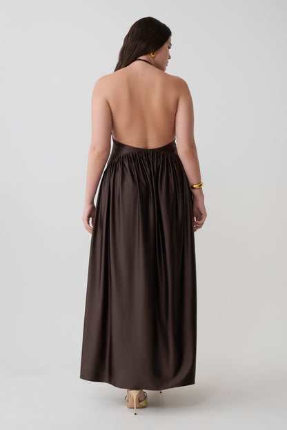 Cypress Halter Maxi Kleid - Schokolade