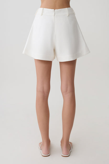 Piper Leinen Flare Shorts - Weiß