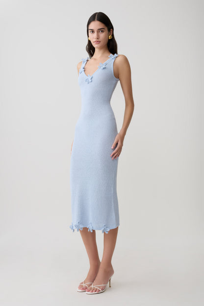 Rachael Strick Midi Kleid - Hellblau
