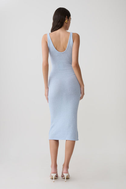 Rachael Strick Midi Kleid - Hellblau