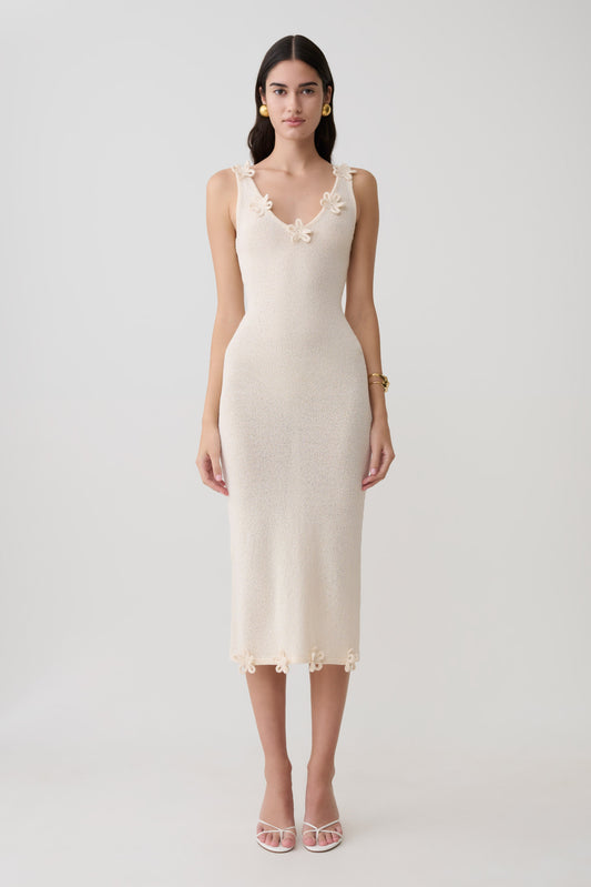 Rachael Strick Midi Kleid - Nude