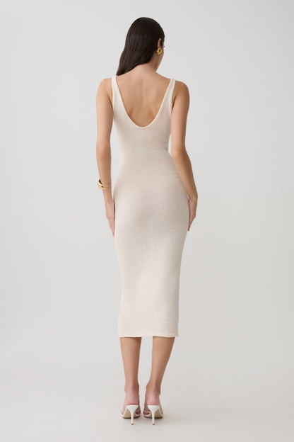 Rachael Strick Midi Kleid - Nude