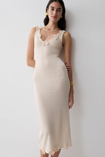 Rachael Strick Midi Kleid - Nude