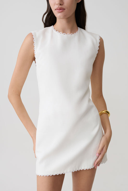 Antonella Leinen Mini Kleid - Weiß