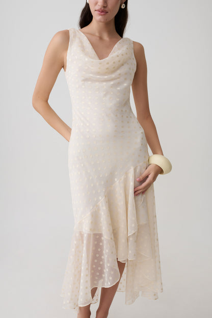Lilah Devore Midi Kleid - Elfenbein