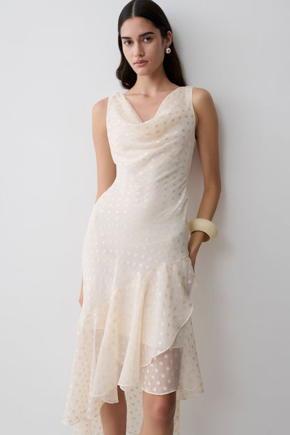 Lilah Devore Midi Kleid - Elfenbein