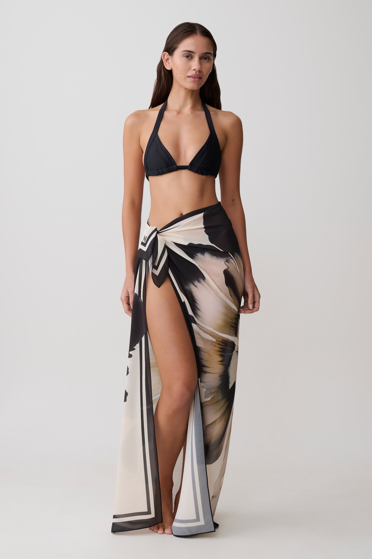 Noa Chiffon Schal Sarong - Elfenbeinfarbener Floralprint