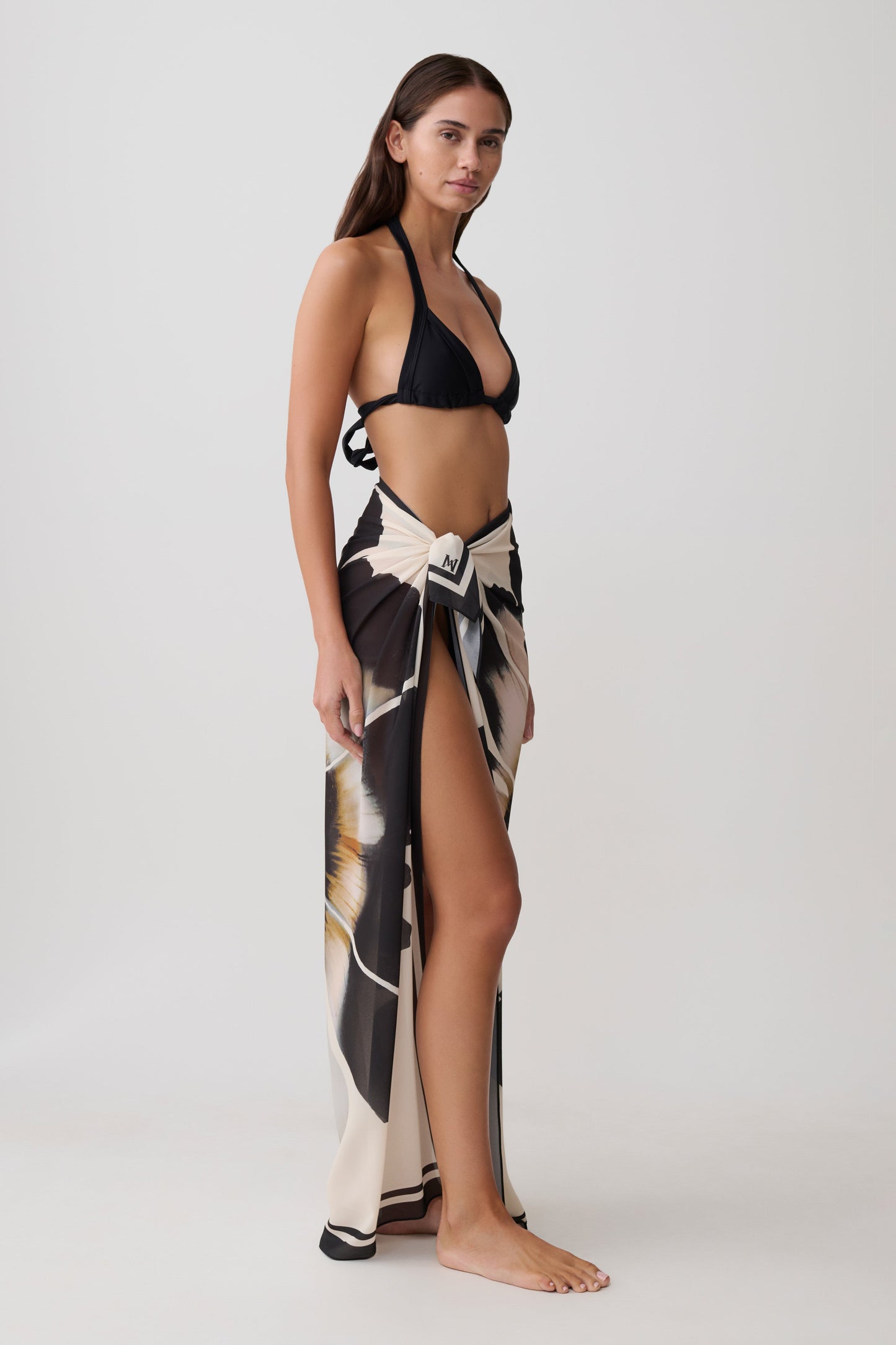Noa Chiffon Schal Sarong - Elfenbeinfarbener Floralprint