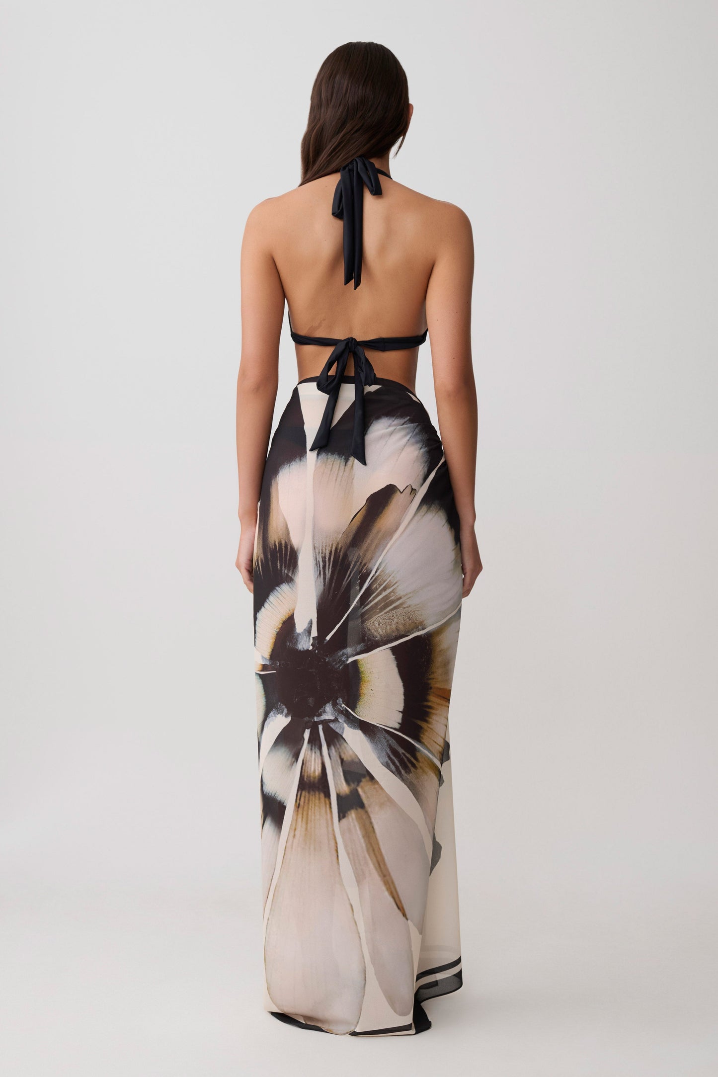 Noa Chiffon Schal Sarong - Elfenbeinfarbener Floralprint