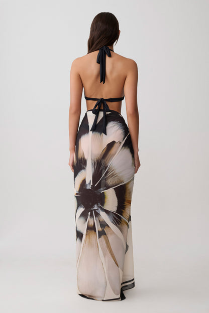 Noa Chiffon Schal Sarong - Elfenbeinfarbener Floralprint