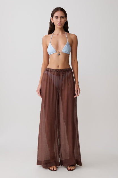 Leilani Transparente Drawstring Weite Hose - Schokolade