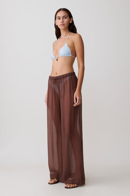 Leilani Transparente Drawstring Weite Hose - Schokolade