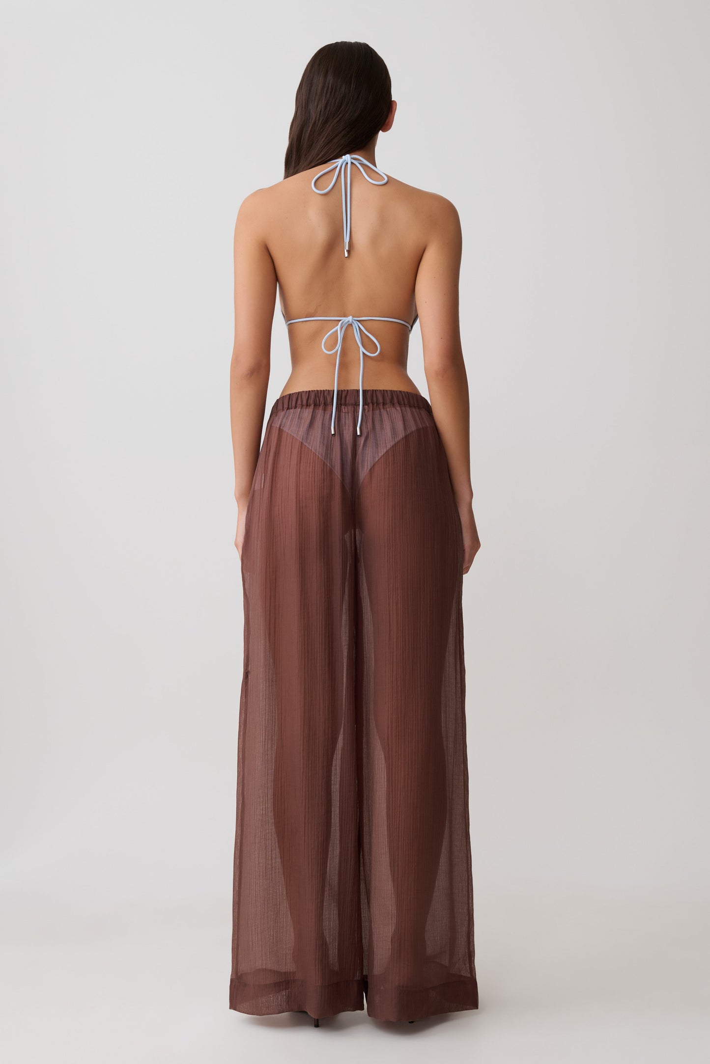Leilani Transparente Drawstring Weite Hose - Schokolade