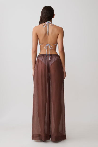 Leilani Transparente Drawstring Weite Hose - Schokolade