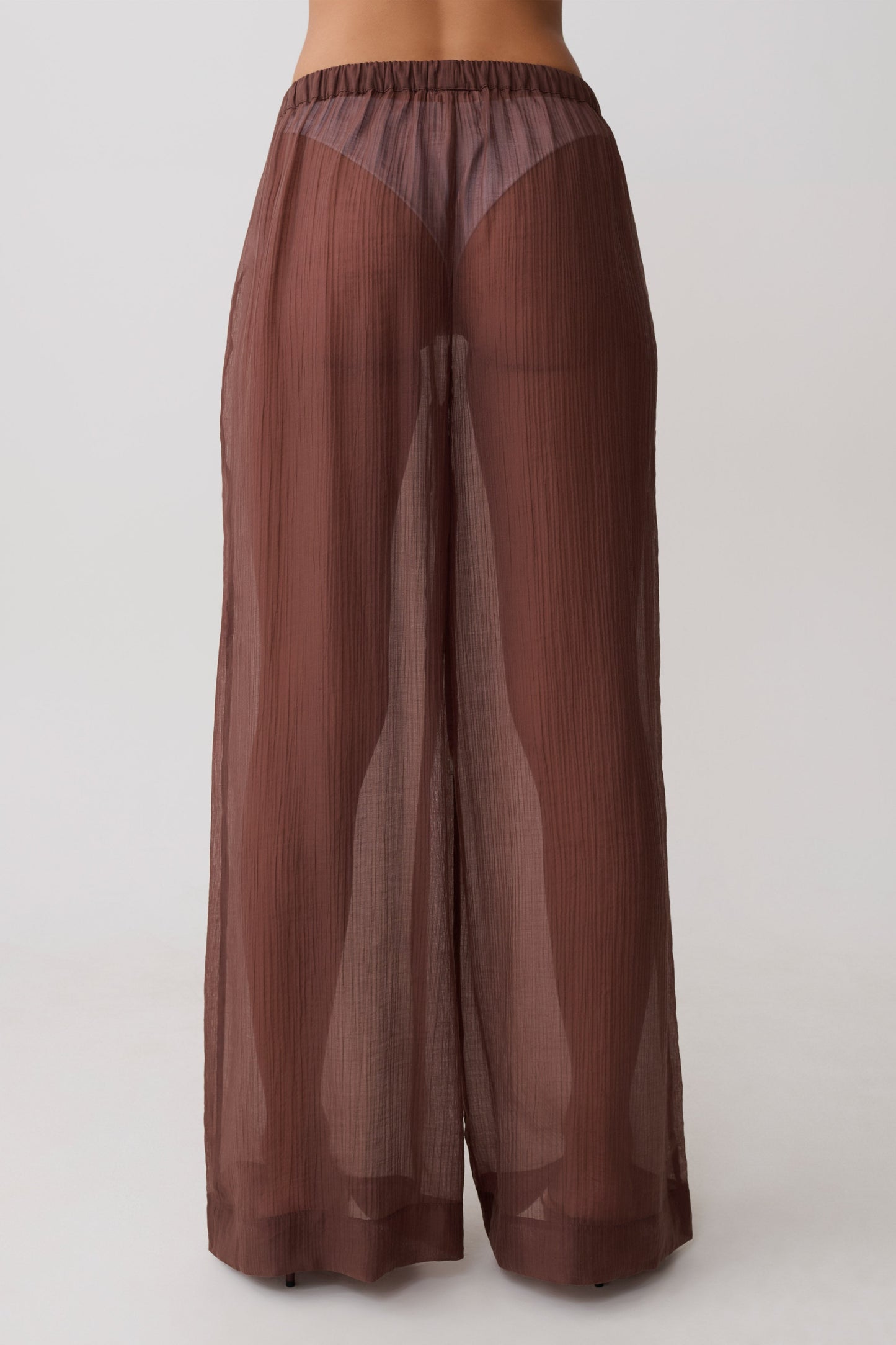 Leilani Transparente Drawstring Weite Hose - Schokolade