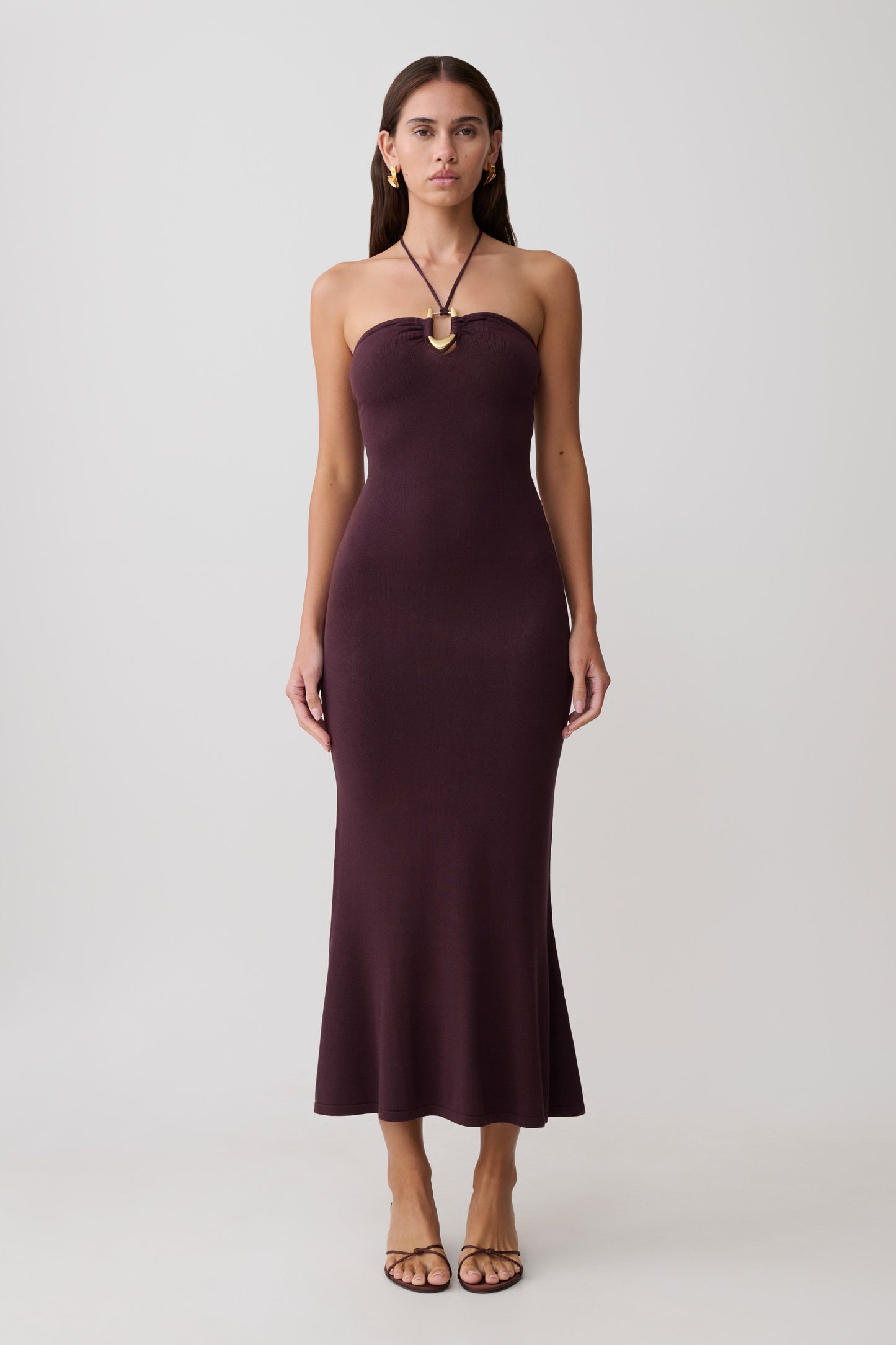 Dimitri Strick Midi Kleid - Schokolade