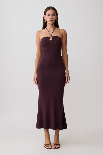 Dimitri Strick Midi Kleid - Schokolade