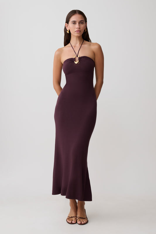 Dimitri Strick Midi Kleid - Schokolade